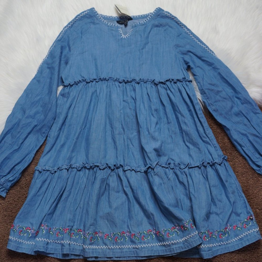 Lucky Brand NWT Floral Embroidered Tiered Dress